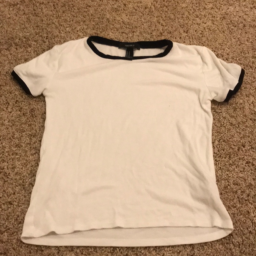 Forever 21 Black and White Ribbed Ringer Tee